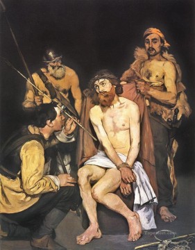 イエス Painting - エドゥアール・マネ・イエス 兵士たちに嘲笑される 宗教的キリスト教徒